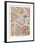 Los Angeles City Street Map-Michael Tompsett-Framed Art Print