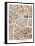 Los Angeles City Street Map-Michael Tompsett-Framed Stretched Canvas