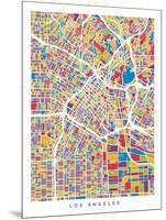 Los Angeles City Street Map-Michael Tompsett-Mounted Art Print