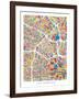 Los Angeles City Street Map-Michael Tompsett-Framed Art Print