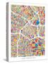 Los Angeles City Street Map-Michael Tompsett-Stretched Canvas