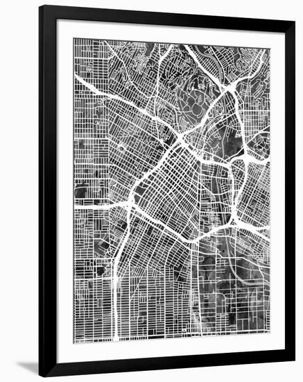 Los Angeles City Street Map-Tompsett Michael-Framed Art Print