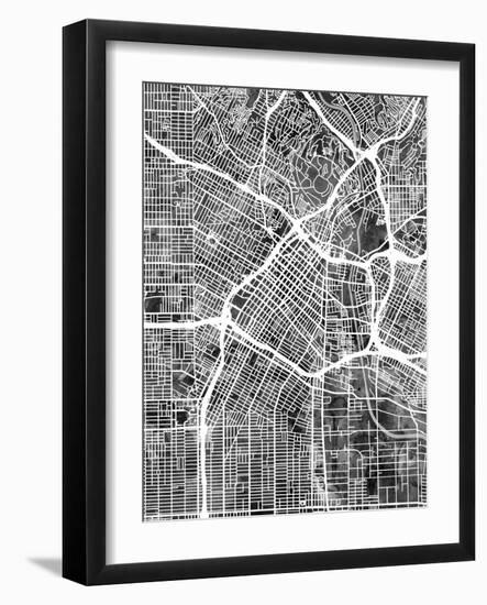 Los Angeles City Street Map-Tompsett Michael-Framed Art Print