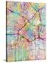 Los Angeles City Street Map-Michael Tompsett-Stretched Canvas