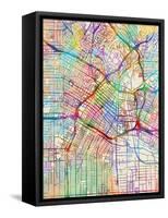 Los Angeles City Street Map-Michael Tompsett-Framed Stretched Canvas