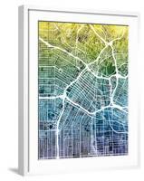 Los Angeles City Street Map-Michael Tompsett-Framed Art Print