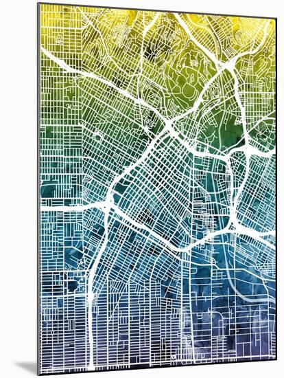 Los Angeles City Street Map-Michael Tompsett-Mounted Art Print