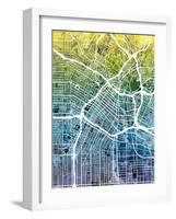 Los Angeles City Street Map-Michael Tompsett-Framed Art Print