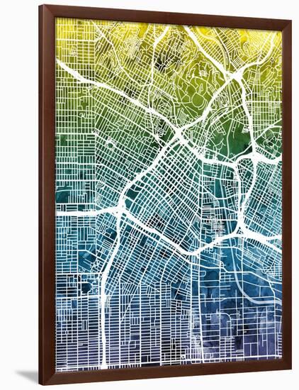 Los Angeles City Street Map-Michael Tompsett-Framed Art Print