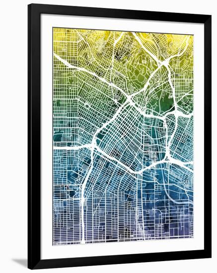 Los Angeles City Street Map-Michael Tompsett-Framed Art Print