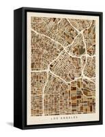 Los Angeles City Street Map-Michael Tompsett-Framed Stretched Canvas