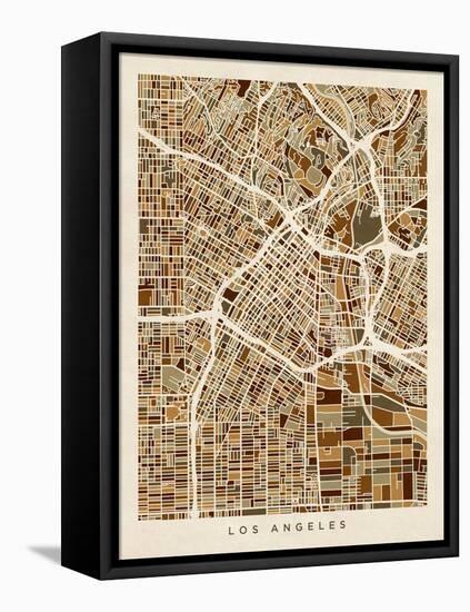 Los Angeles City Street Map-Michael Tompsett-Framed Stretched Canvas