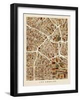 Los Angeles City Street Map-Michael Tompsett-Framed Art Print