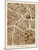 Los Angeles City Street Map-Michael Tompsett-Mounted Art Print