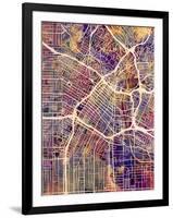 Los Angeles City Street Map-Michael Tompsett-Framed Art Print