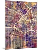 Los Angeles City Street Map-Michael Tompsett-Mounted Art Print