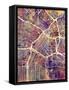 Los Angeles City Street Map-Michael Tompsett-Framed Stretched Canvas