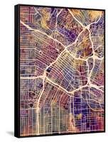 Los Angeles City Street Map-Michael Tompsett-Framed Stretched Canvas