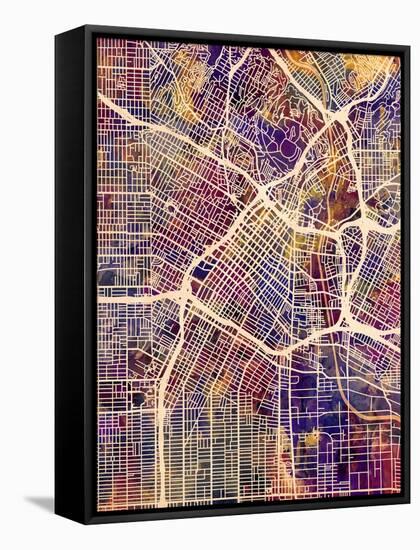 Los Angeles City Street Map-Michael Tompsett-Framed Stretched Canvas