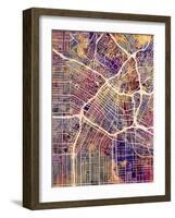 Los Angeles City Street Map-Michael Tompsett-Framed Art Print