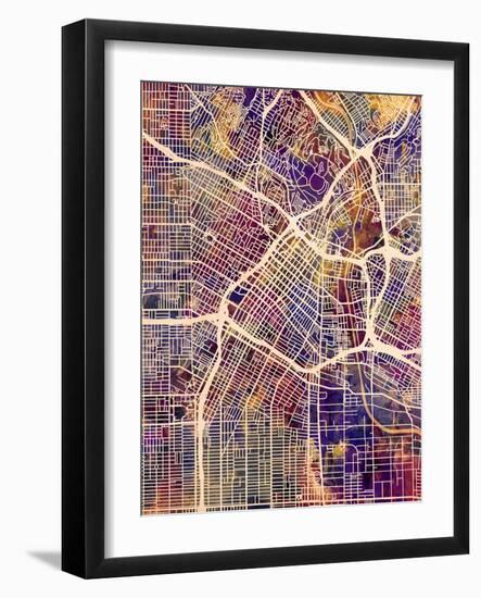 Los Angeles City Street Map-Michael Tompsett-Framed Art Print