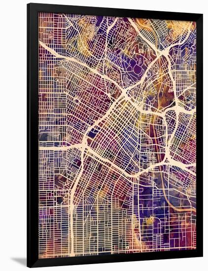 Los Angeles City Street Map-Michael Tompsett-Framed Art Print