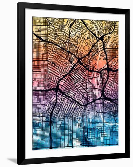 Los Angeles City Street Map-Michael Tompsett-Framed Art Print