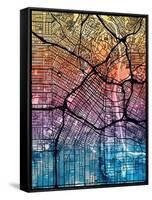 Los Angeles City Street Map-Michael Tompsett-Framed Stretched Canvas