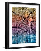 Los Angeles City Street Map-Michael Tompsett-Framed Art Print