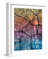 Los Angeles City Street Map-Michael Tompsett-Framed Art Print