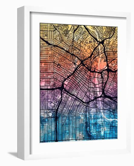 Los Angeles City Street Map-Michael Tompsett-Framed Art Print