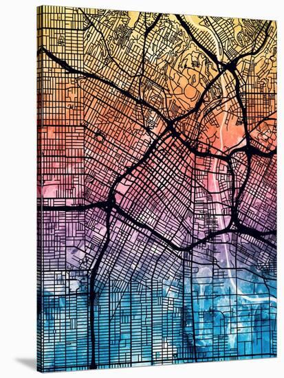 Los Angeles City Street Map-Michael Tompsett-Stretched Canvas