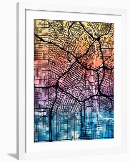 Los Angeles City Street Map-Michael Tompsett-Framed Art Print