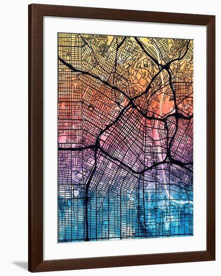 Los Angeles City Street Map-Michael Tompsett-Framed Art Print