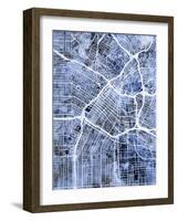 Los Angeles City Street Map-Michael Tompsett-Framed Art Print