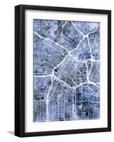 Los Angeles City Street Map-Michael Tompsett-Framed Art Print