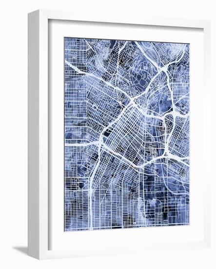 Los Angeles City Street Map-Michael Tompsett-Framed Art Print