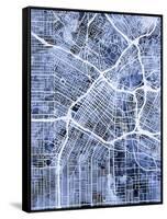 Los Angeles City Street Map-Michael Tompsett-Framed Stretched Canvas