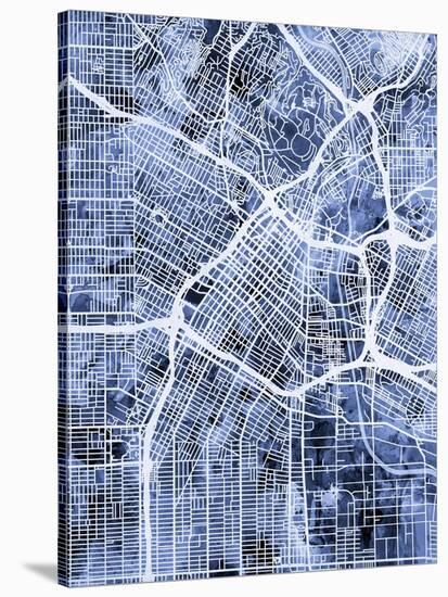 Los Angeles City Street Map-Michael Tompsett-Stretched Canvas