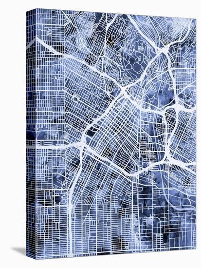 Los Angeles City Street Map-Michael Tompsett-Stretched Canvas