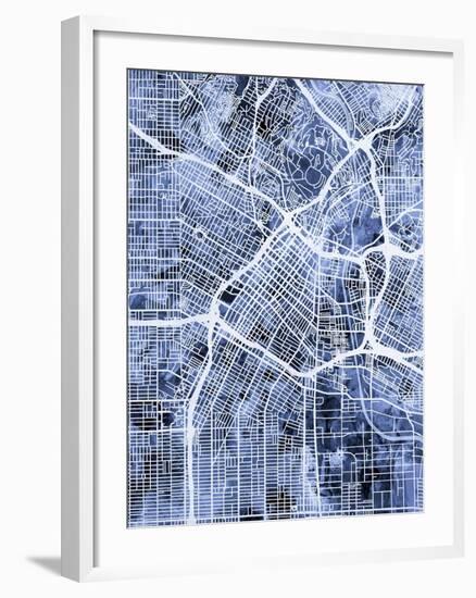 Los Angeles City Street Map-Michael Tompsett-Framed Art Print