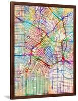 Los Angeles City Street Map-Tompsett Michael-Framed Art Print