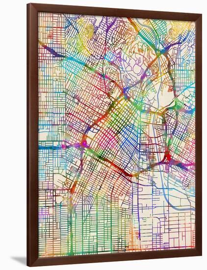 Los Angeles City Street Map-Tompsett Michael-Framed Art Print