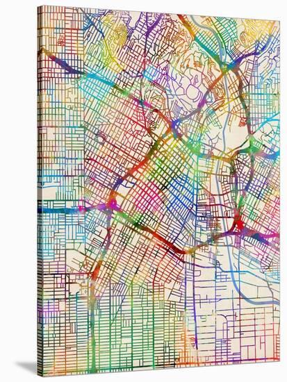 Los Angeles City Street Map-Tompsett Michael-Stretched Canvas