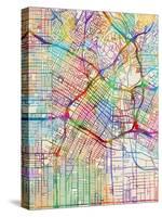 Los Angeles City Street Map-Tompsett Michael-Stretched Canvas