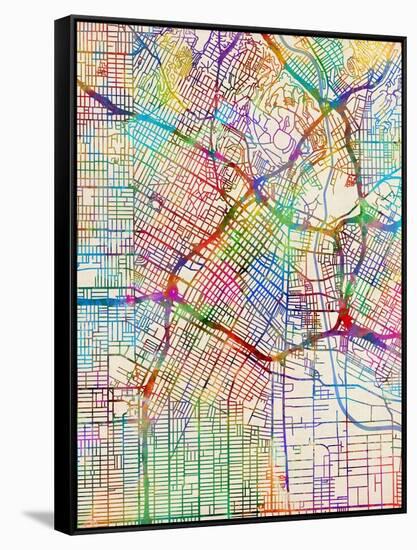 Los Angeles City Street Map-Tompsett Michael-Framed Stretched Canvas