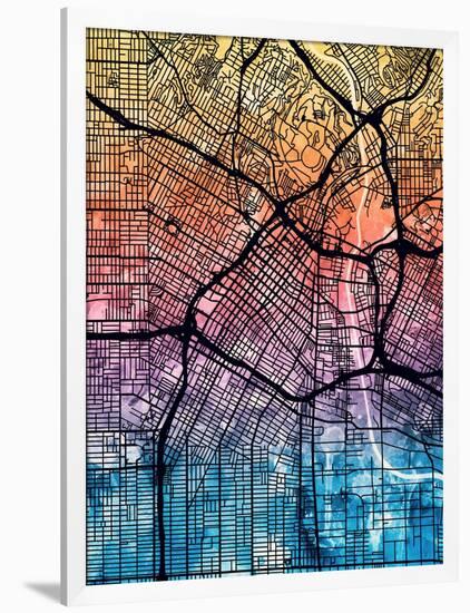 Los Angeles City Street Map-Tompsett Michael-Framed Art Print