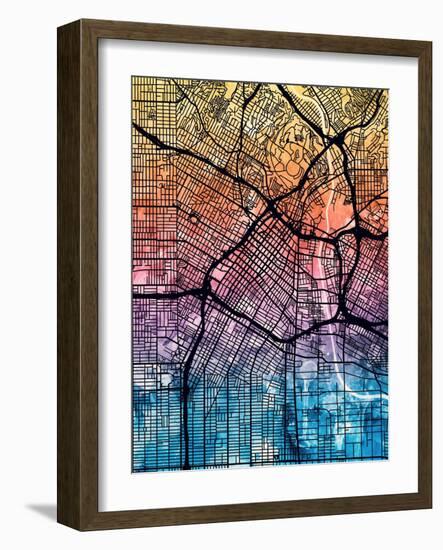 Los Angeles City Street Map-Tompsett Michael-Framed Art Print