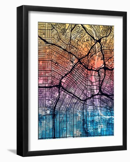 Los Angeles City Street Map-Tompsett Michael-Framed Art Print