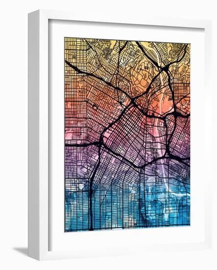 Los Angeles City Street Map-Tompsett Michael-Framed Art Print